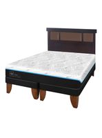 Cama Europea Green Infinity 2 Plazas Base Dividida + Respaldo Dublin Chocolate