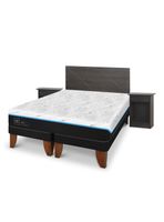 Cama Europea Green Infinity 2 Plazas Base Dividida + Set Muebles Villarrica Gris