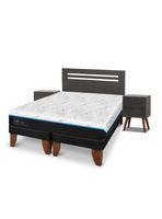 Cama Europea Green Infinity 2 Plazas Base Dividida + Set Muebles Munich Gris