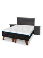 Cama Europea Green Infinity 2 Plazas Base Dividida + Set Muebles Dublin Gris