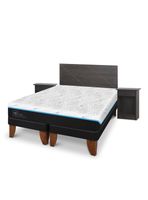Cama Europea Green Infinity King + Set Muebles Villarrica Gris
