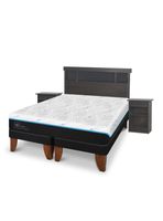 Cama Europea Green Infinity King + Set Muebles Dublin Gris