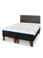 Cama Europea Green Infinity King + Respaldo Villarrica Gris