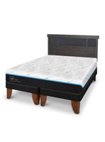 Cama Europea Green Infinity King + Respaldo Dublin Gris