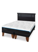 Cama Europea Green Infinity King + Respaldo Dublin Negro