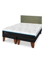 Cama Europea Green Infinity 2 Plazas Base Dividida + Respaldo Villarrica Olivo