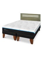 Cama Europea Green Infinity 2 Plazas Base Dividida + Respaldo Munich Olivo