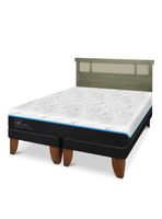 Cama Europea Green Infinity 2 Plazas Base Dividida + Respaldo Dublin Olivo