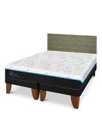 Cama Europea Green Infinity King + Respaldo Villarrica Olivo
