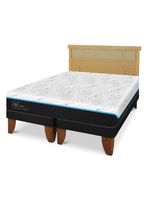 Cama Europea Green Infinity 2 Plazas Base Dividida + Respaldo Dublin Mostaza