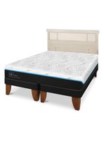 Cama Europea Green Infinity 2 Plazas Base Dividida + Respaldo Dublin Alpino