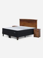 Set Cama Europea Tempo 2 Plazas Base Dividida + Set Muebles Veneto