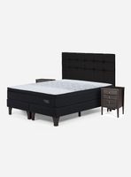 Set Cama Europea Tempo King Base Dividida + Respaldo + 2 Veladores Issey