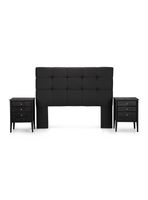 Set Muebles Dormitorio Issey: Respaldo King + Veladores Gráfito