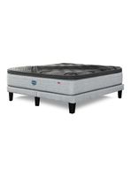 Cama Europea Sky 2 Plazas + Respaldo Tibet Plata