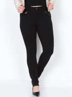 Calza Pitillo Tiro Alto Pretina Botón Aplicación Cierre