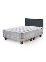 Cama Europea 2 Plazas Hybrid Cotton + Respaldo Wall Marengo