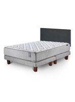Cama Europea 2 Plazas Hybrid Visco + Respaldo Wall Marengo