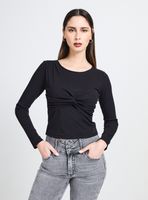 Polera Fruncido en el Delantero Tela con Cobertura Brillante