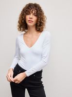 Polera Body Manga Larga Escote V