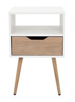 Velador Otom 1 Cajón Blanco Rovere