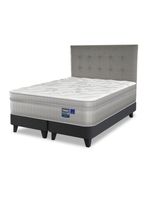 Cama Europea Paradise Súper King + Respaldo Design Gris