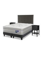 Cama Europea Paradise 2 Plazas Box Base Dividida + Respaldo Design Grafito + 2 Veladores Rover