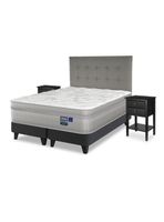 Cama Europea Paradise King + Respaldo Design Gris + 2 Veladores Rover