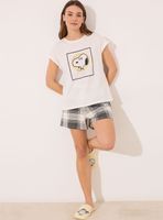 Pijama Corto Algodón Snoopy Cuadros