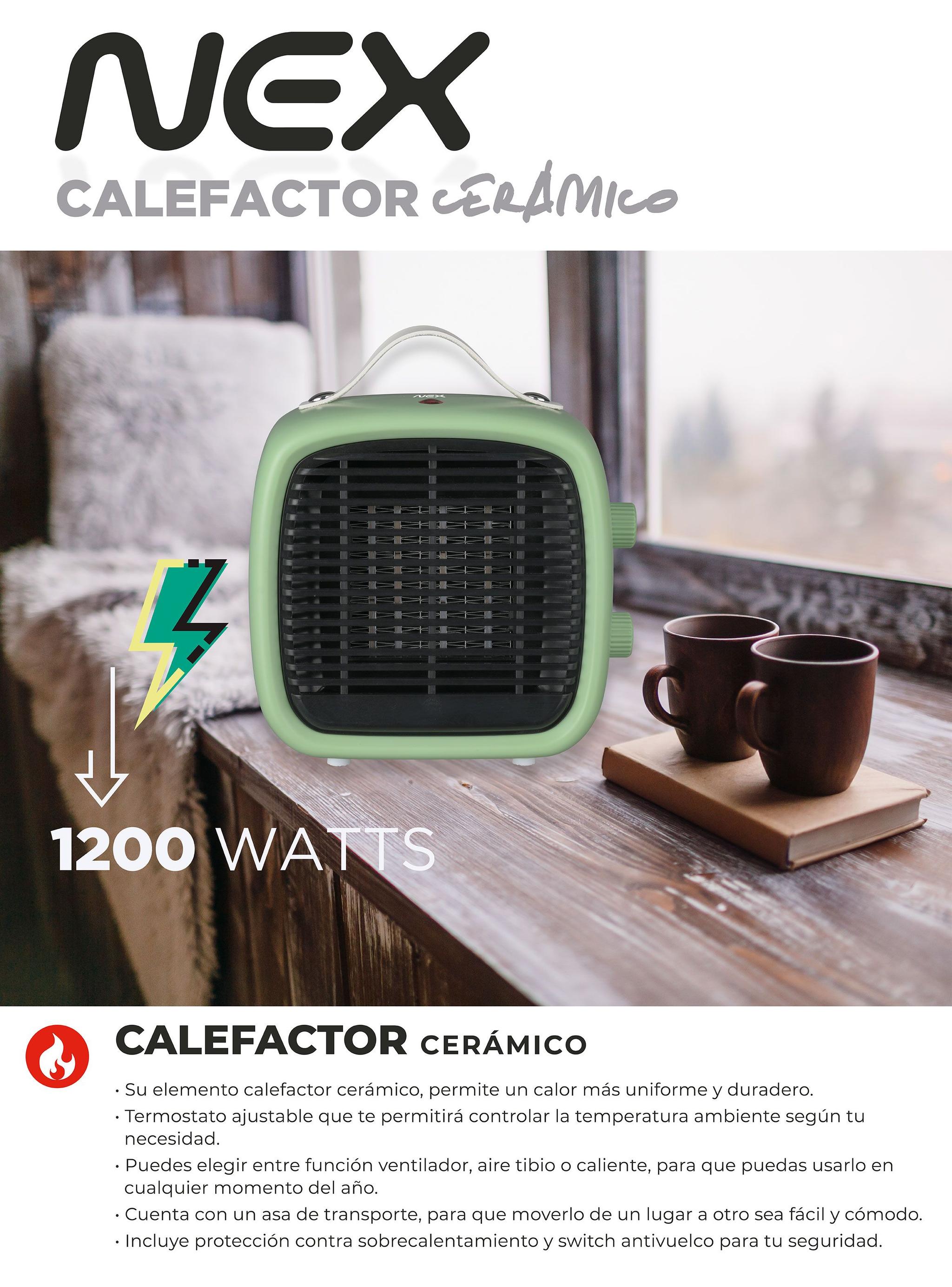 Calefactor Cerámico 1200W CFH170V Verde Nex | Paris.cl