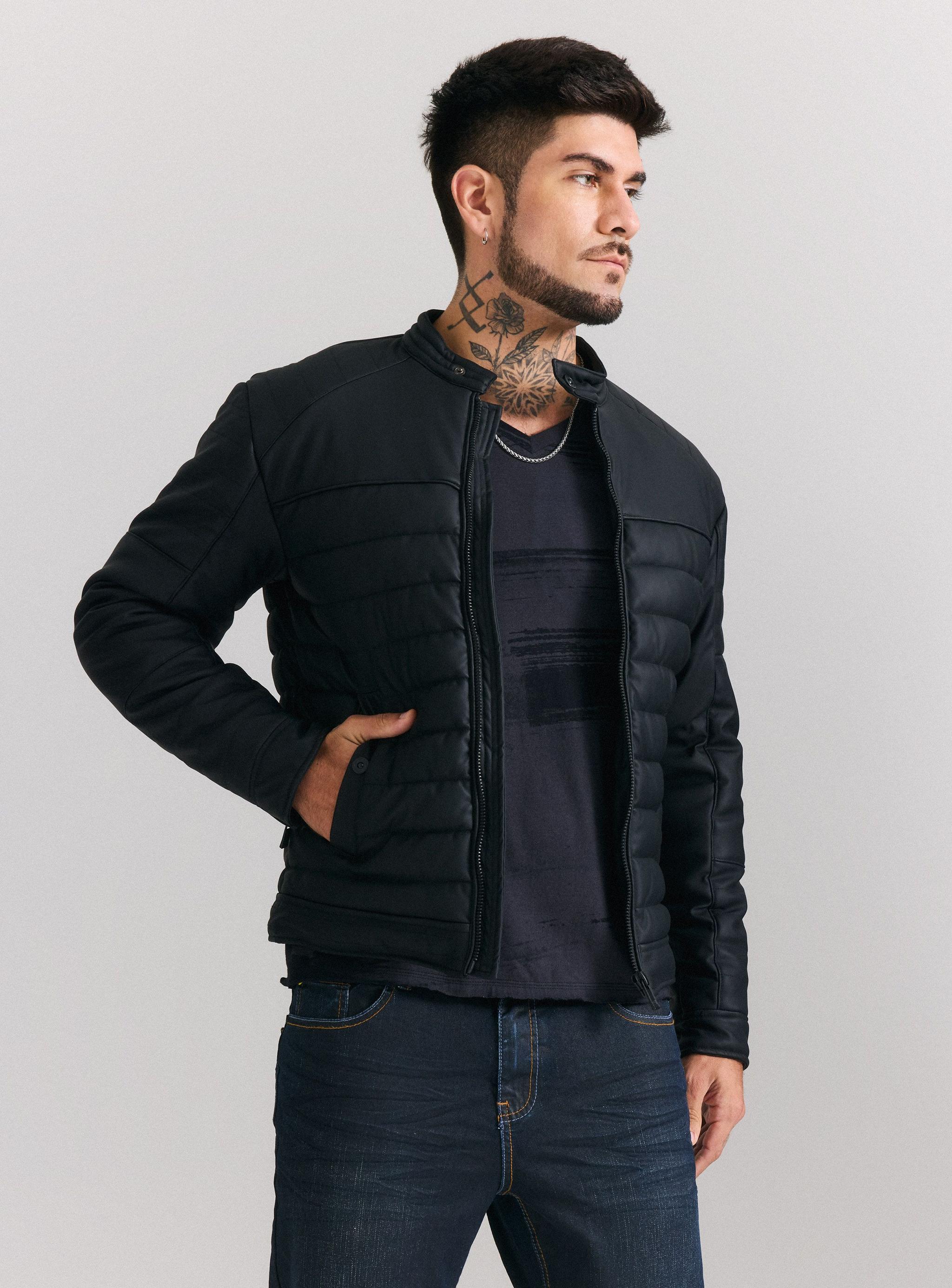 Chaqueta Acolchada Cuero Ecológico Engomado JJO | Paris.cl