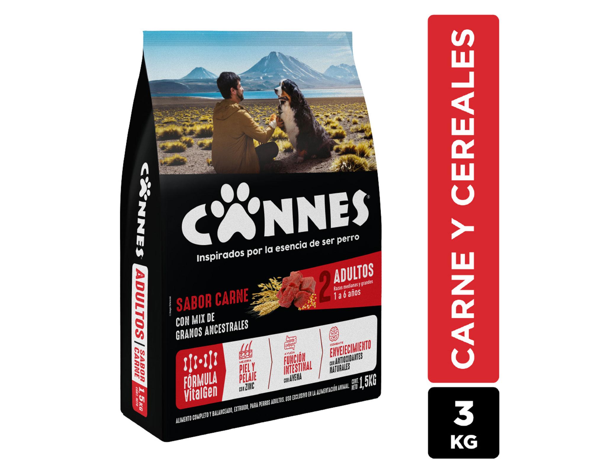 Alimento perro 3 kg Premium carne, pollo y cereales Cannes-1