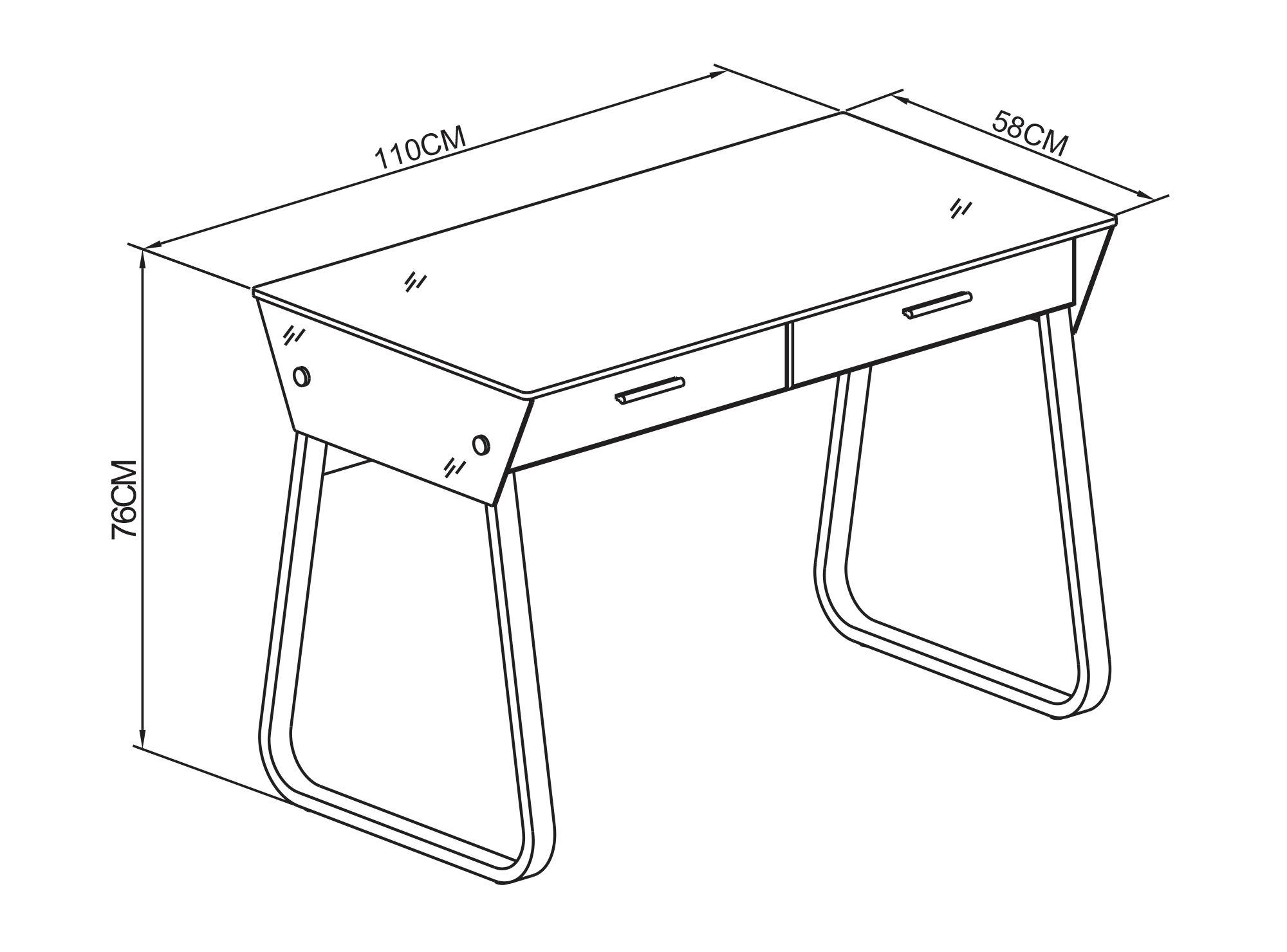 Escritorio 2 cajones negro M+Design-6