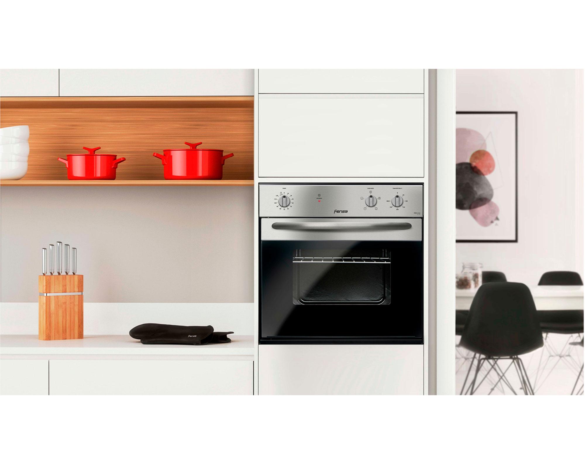 Horno empotrable 66 litros FHE 1060 N inox Fensa.-4