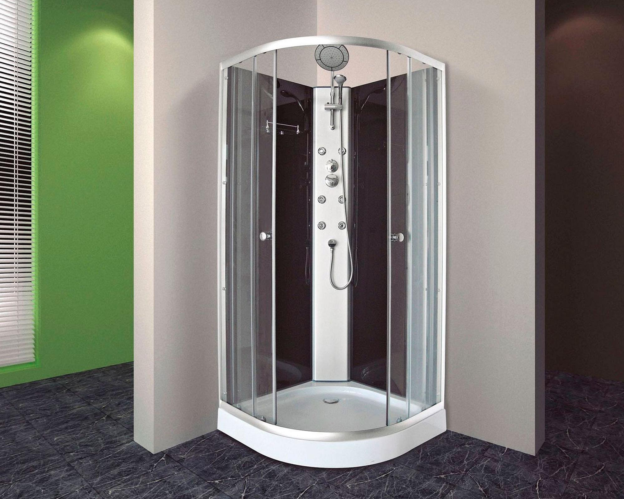 Cabina curva 90x90x195 cm 6 jets negro Vessanti-1