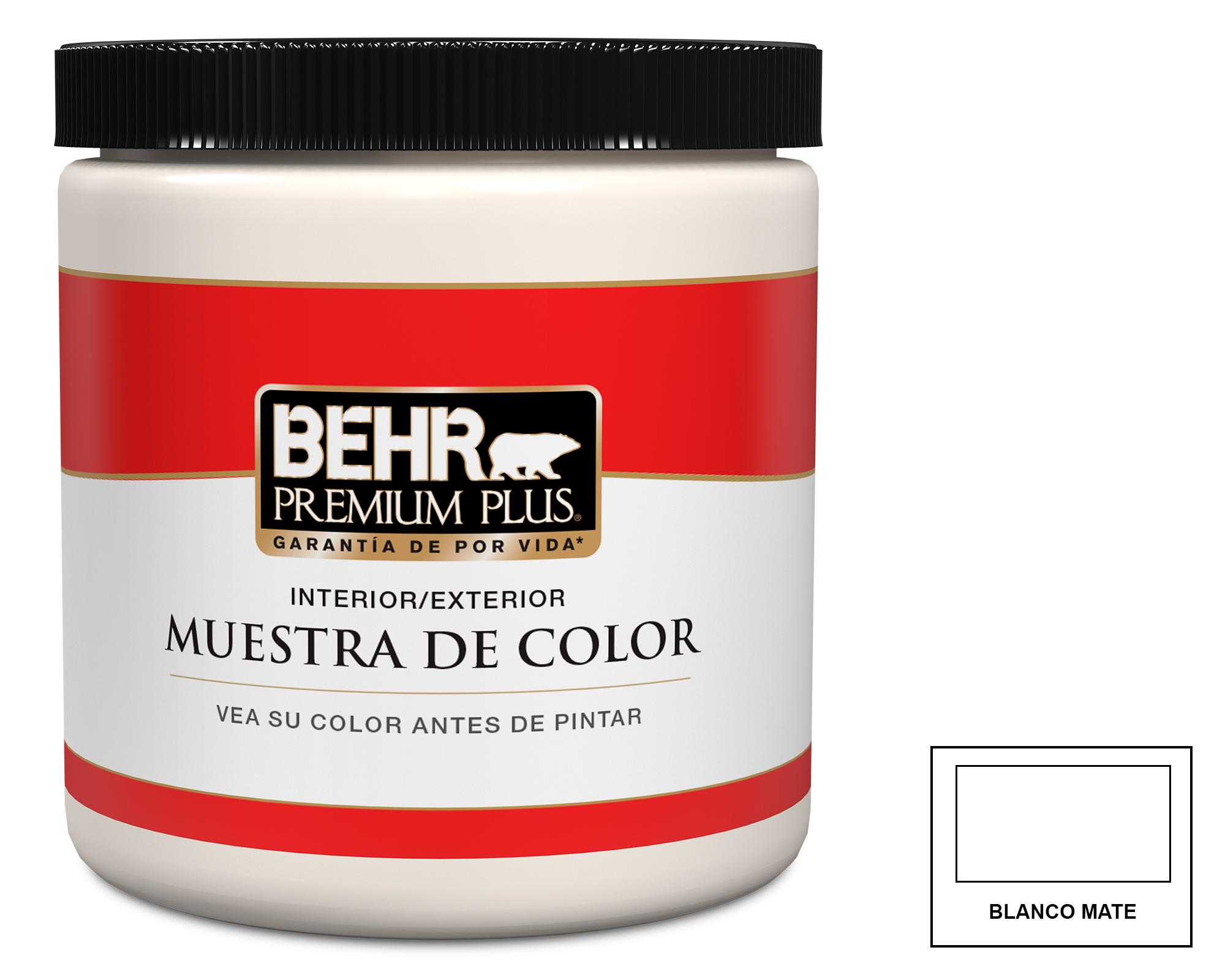 Esmalte al agua 1/8 galón Premium Plus blanco mate Behr-0