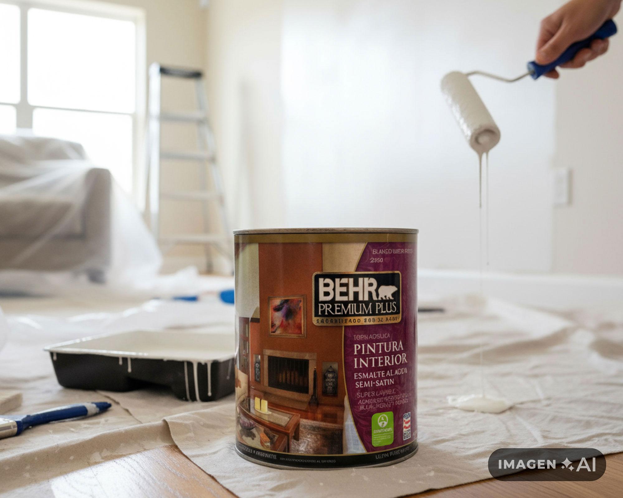 Esmalte al agua interior Semi-Satinado blanco Behr Premium Plus 1/4 Galón (litro)-2