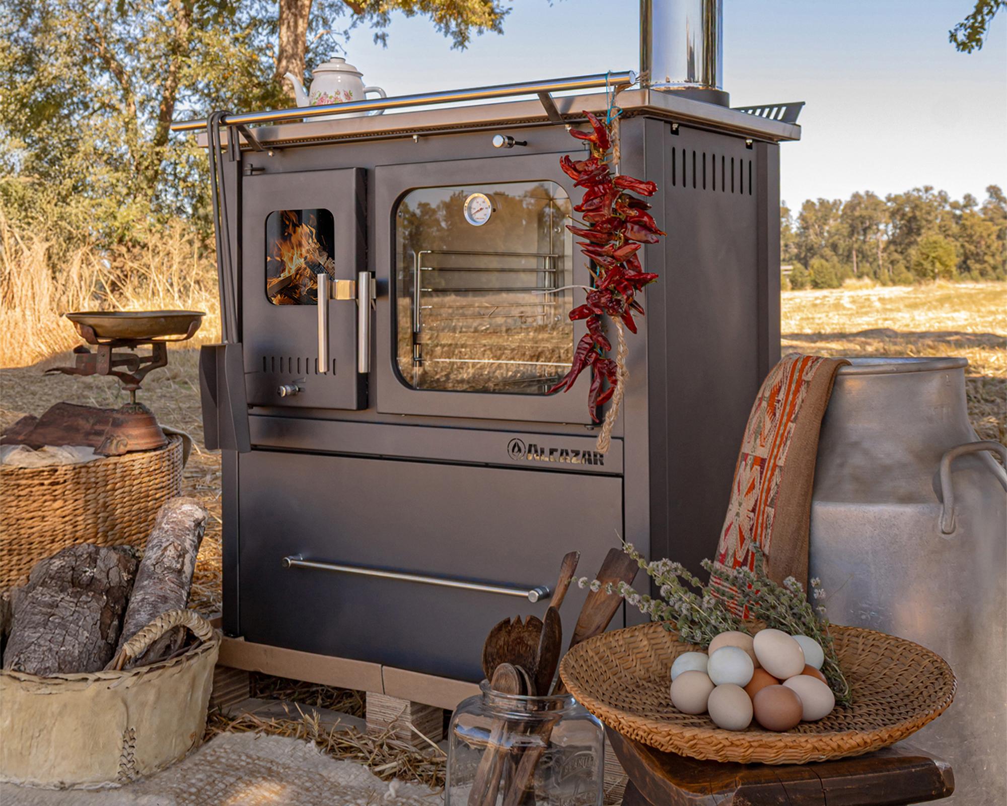 Cocina leña combustión lenta europea M70 Gris-3