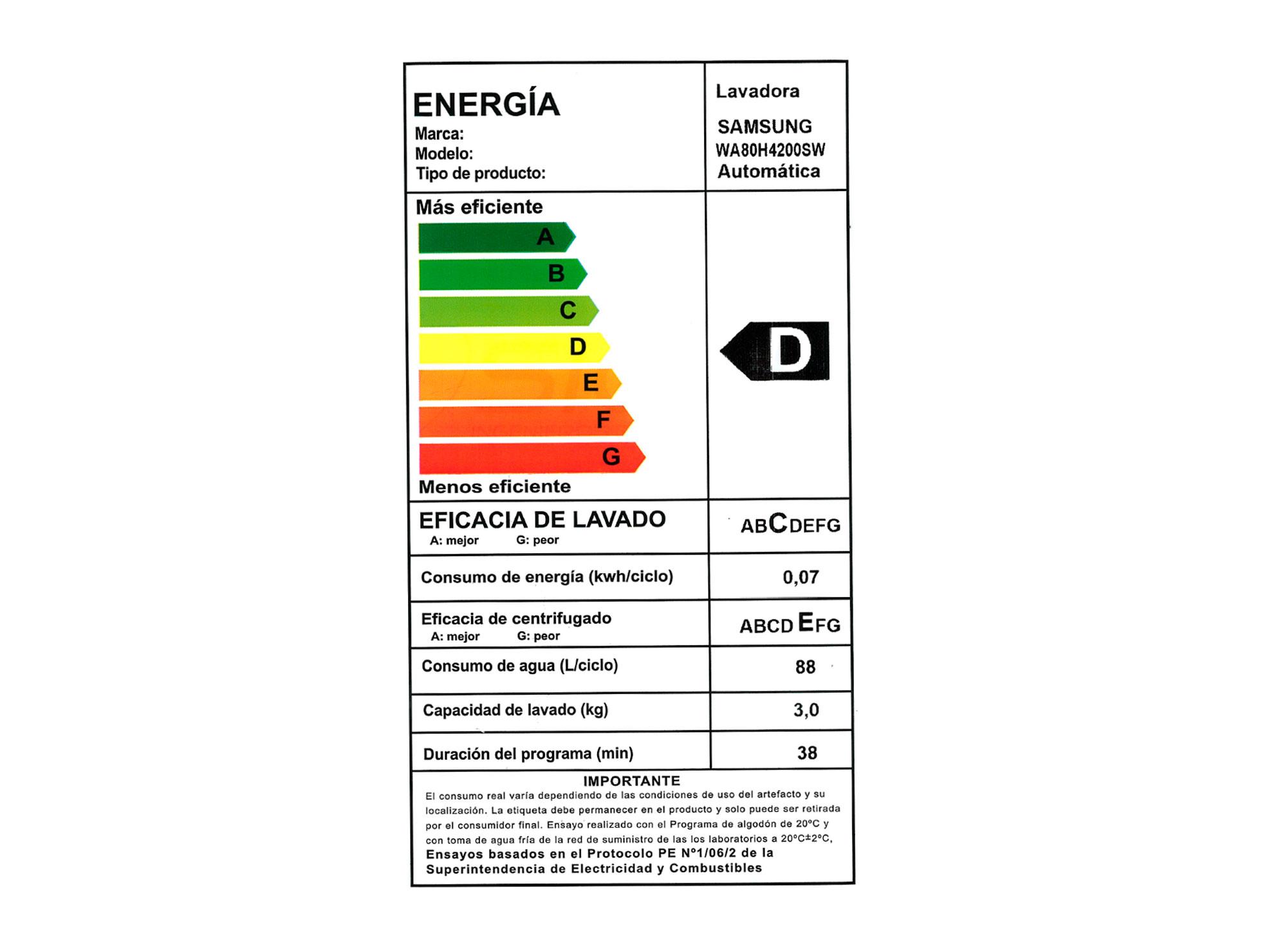 Lavadora carga superior 8 kg WA80H4200SW/ZS blanco Samsung-14