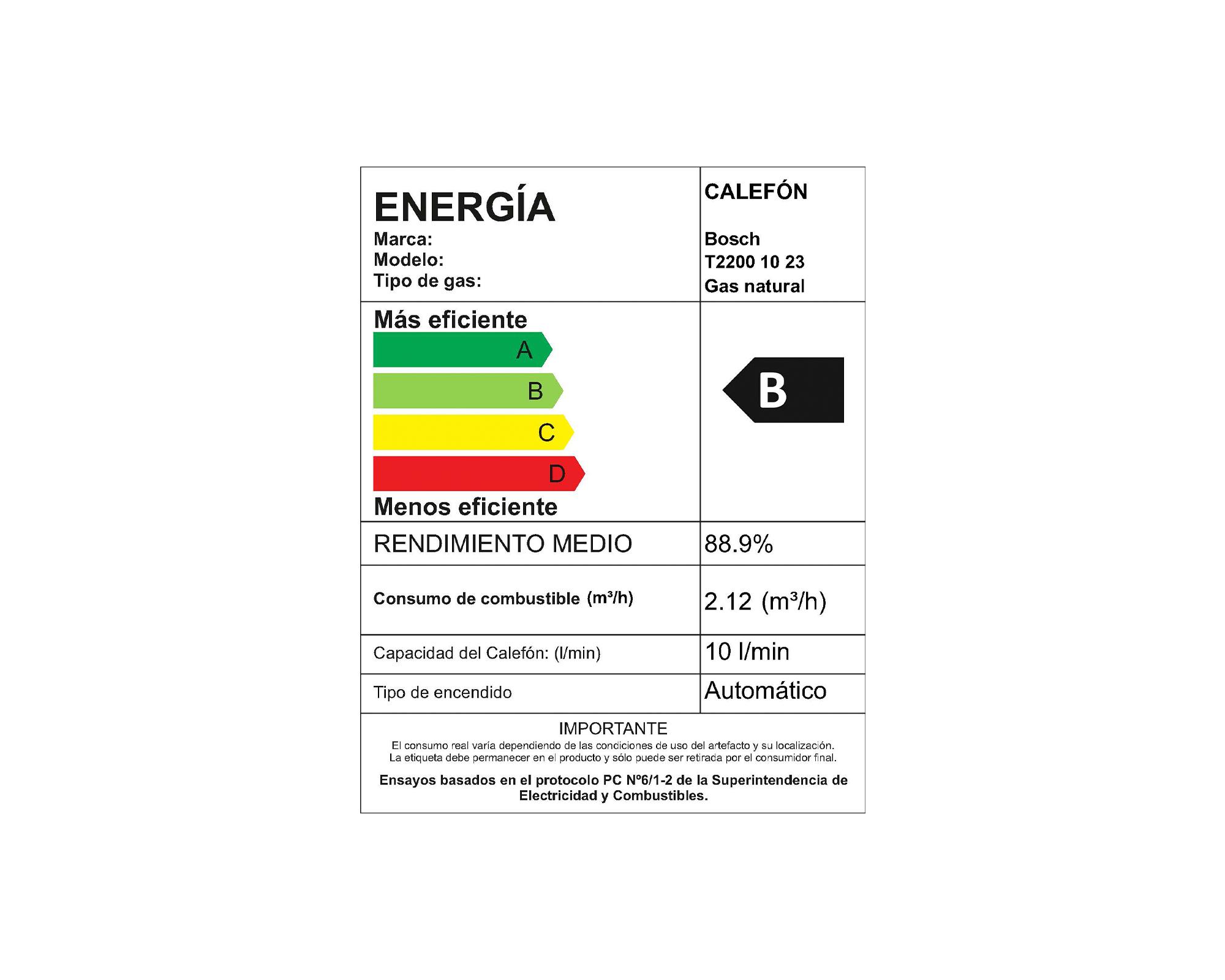 Calefont ionizado tiro natural 10 lt gas natural WD Junkers-6