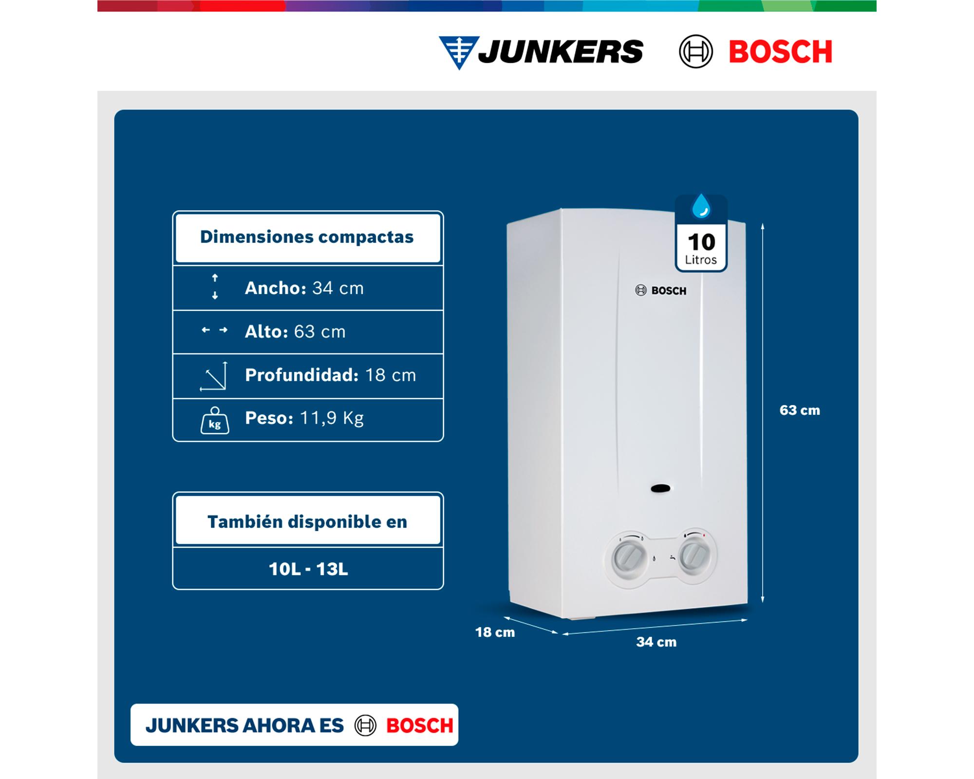 Calefont ionizado tiro natural 10 lt gas natural WD Junkers-4