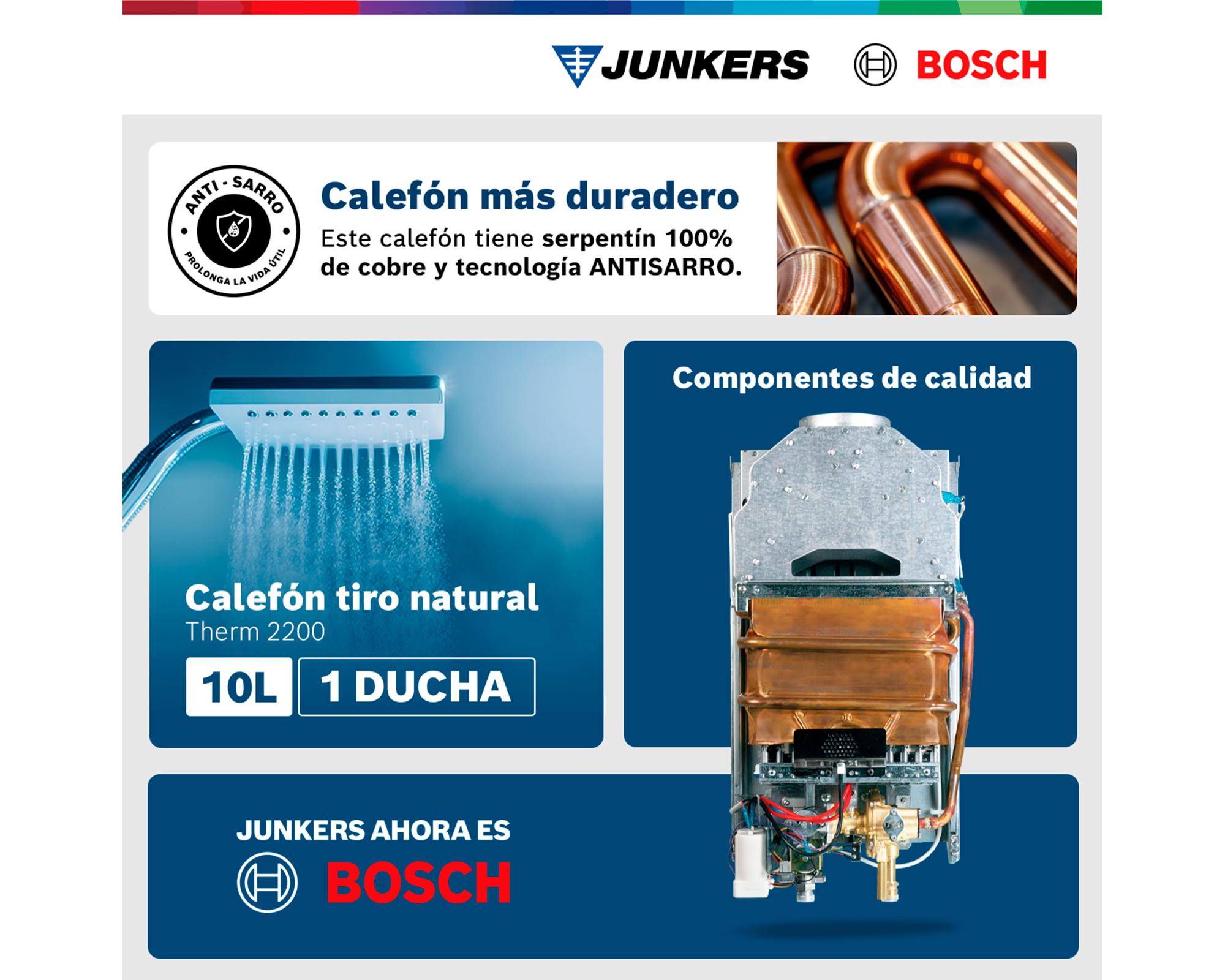 Calefont ionizado tiro natural 10 lt gas natural WD Junkers-2