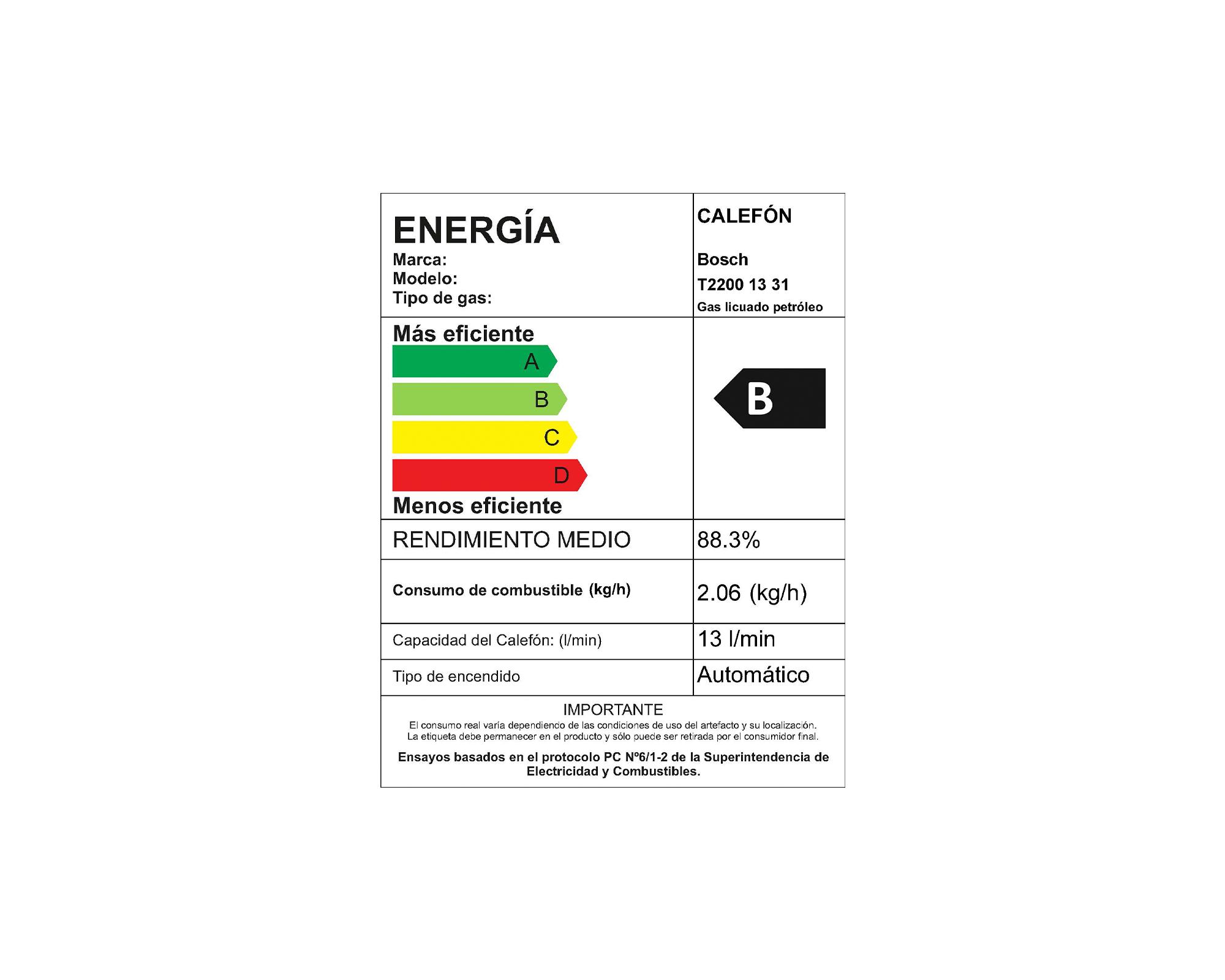 Calefont ionizado tiro natural 13 lt gas licuado W13 Junkers-7