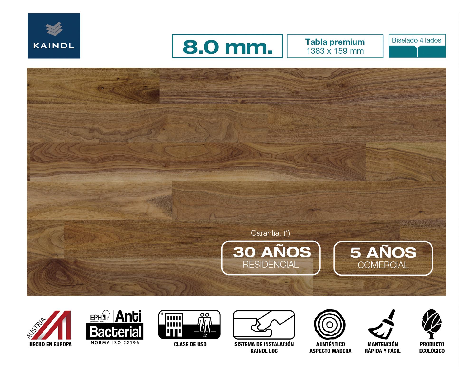 Piso flotante Easy Touch noce viva brillante 8 mm 2.2 m2-1