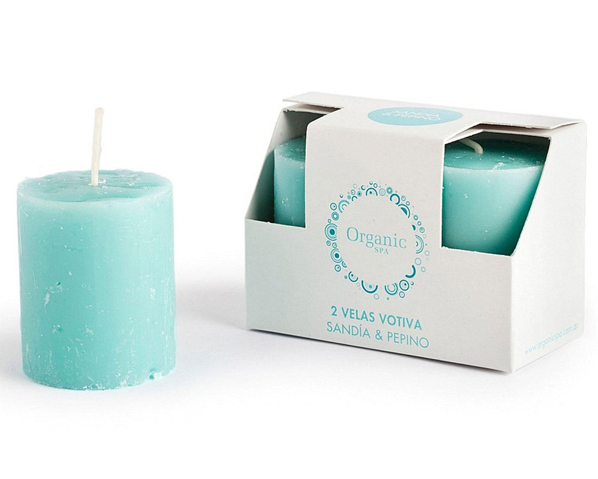 Vela sandia/pepino Votiva celeste 2 unidades Organic Spa.-0