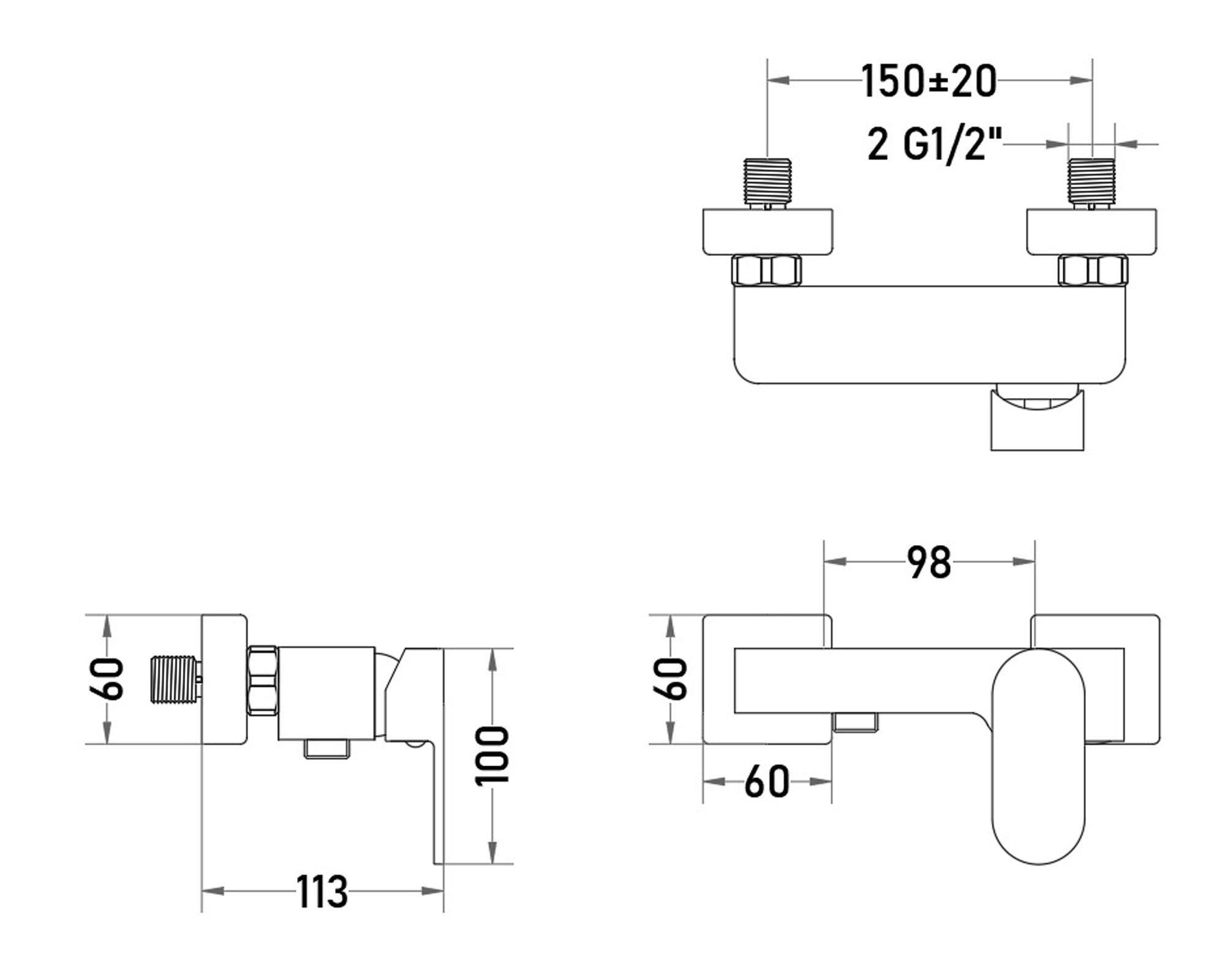 Monomando ducha receptáculo Marina plateado Tebisa-1