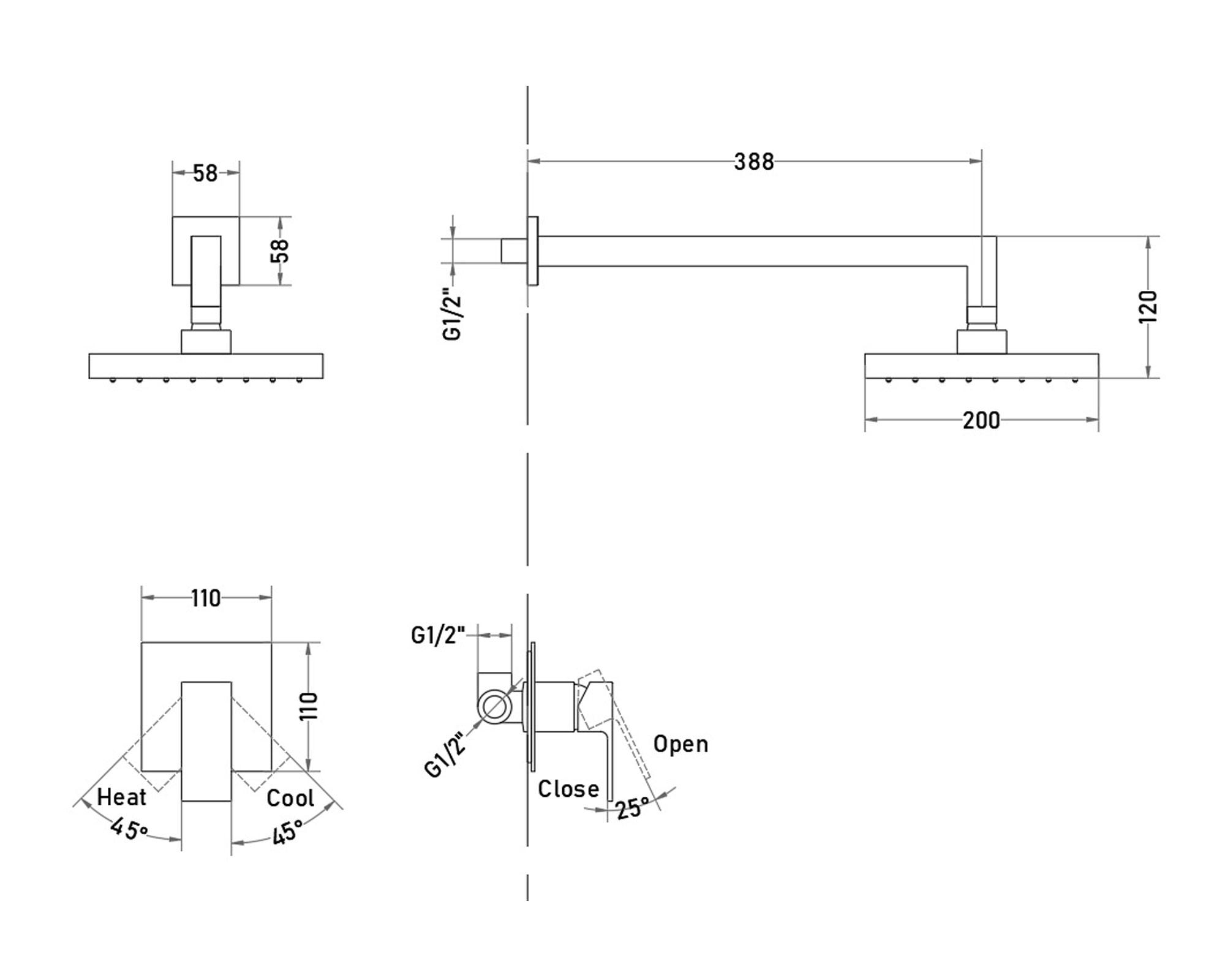 Monomando de ducha Kubic plateado-1