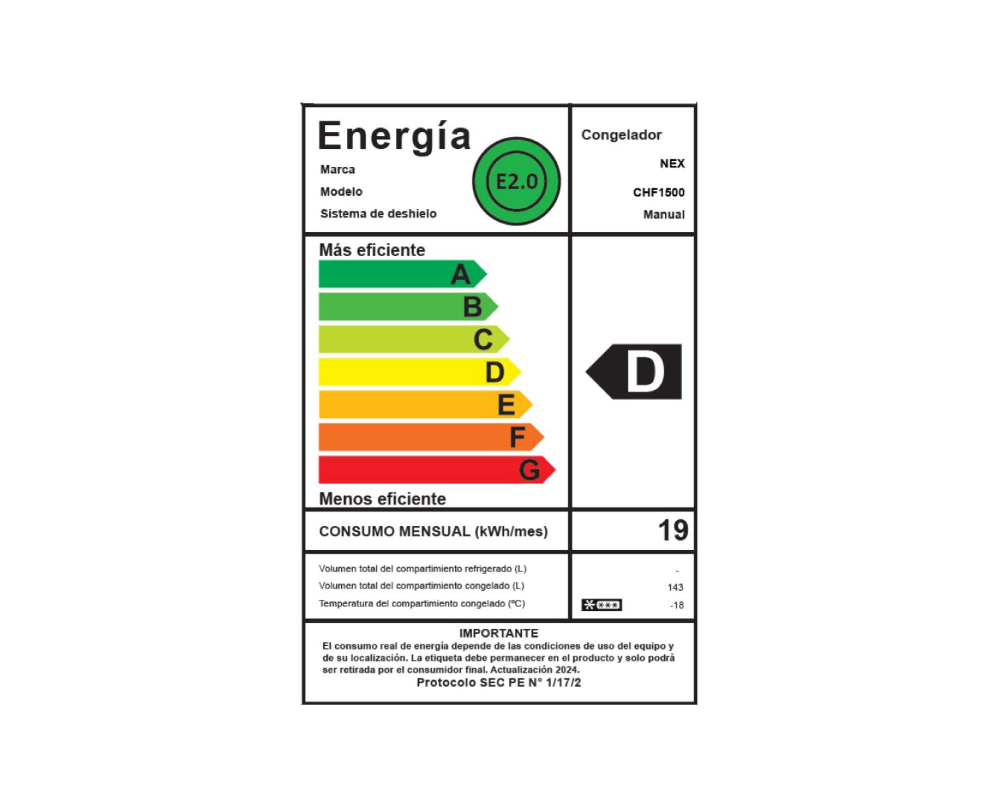 Freezer horizontal 145 litros frío directo Nex-10
