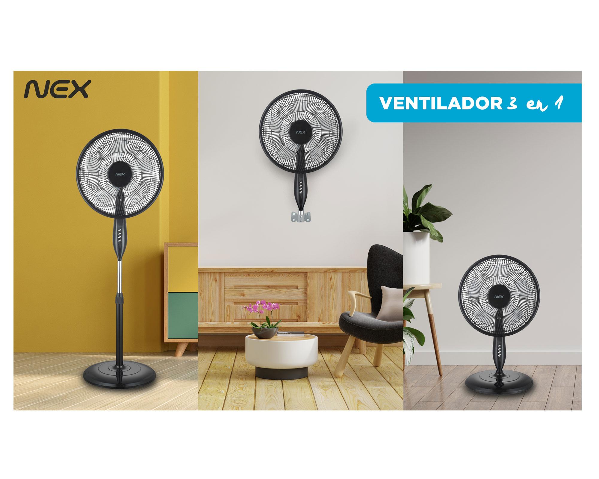 Ventilador pedestal 16'' 3 en 1 VPM1620B negro Nex-10