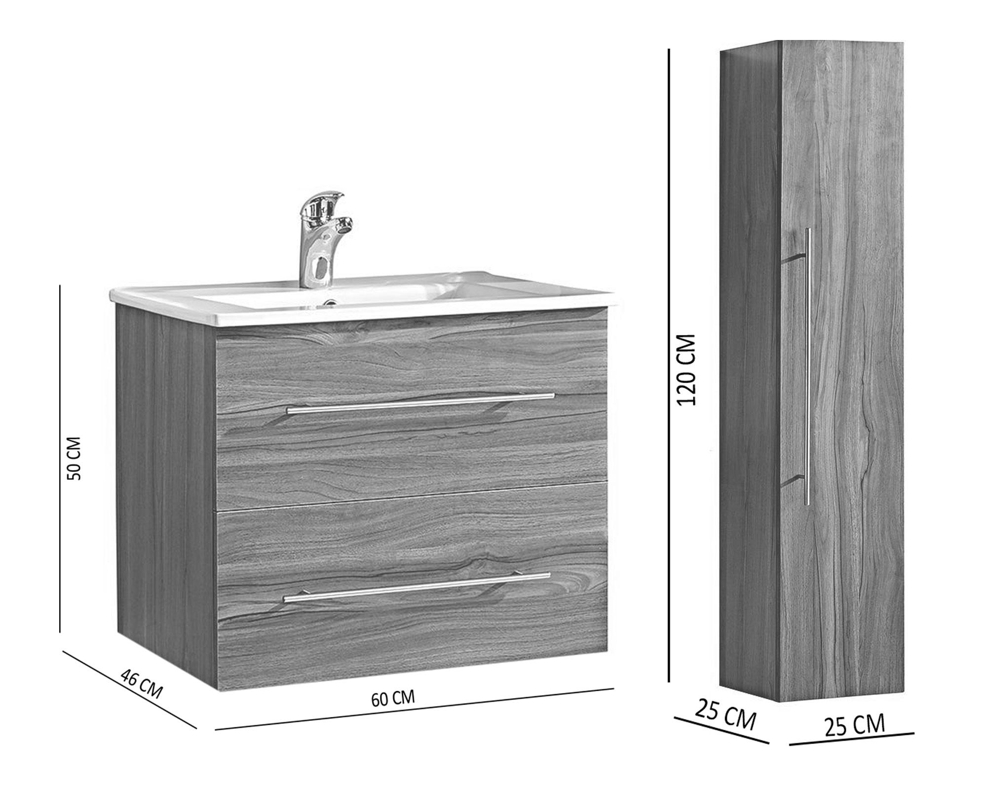 Mueble vanitorio 60 cm + espejo + mueble lateral Dublín-3